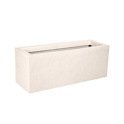 EDA Plastiques Jardinière rectangulaire Volcania Up effet pierre 57 L - Beige calcaire - Eda