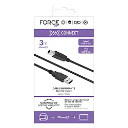 Force Power Câble USB-B Mâle vers USB-A Mâle 2.0 pour Imprimante 3m Noir pas cher