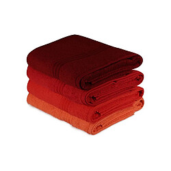 Kein Hersteller Serviette de bain 70 x 140 cm lot de 4 orange coton éponge
