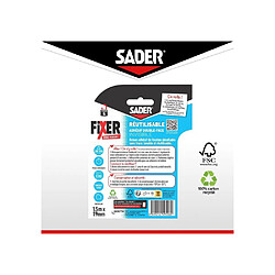 Sader Ruban adhésif double-face réutilisable transparent 1,5 m x 19 mm - réf. 66610004 pas cher