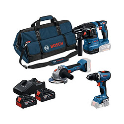 Bosch 0615A50094 Kit sans fil 18V 3 outils GSR18V-65 GWS18V-8 GBH18V-22 2x4,0Ah