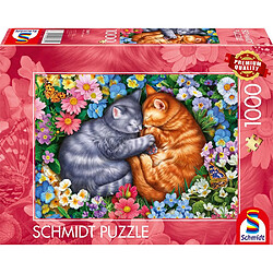 Schmidt Spiele Sommeil aux Pattes de Velours Puzzle 1000 pièces paysage chats endormis