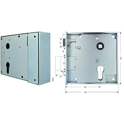 BEVER 88PLE Serrure en applique 1 point 120mm gauche tirant cylindre euro 80mm noire