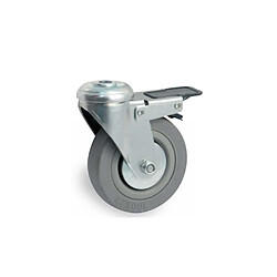 Avl 550975H Roulette à œil tournante 75 mm avec frein pédale caoutchouc gris