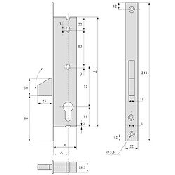 Stremler 2362.45.0 Serrure à mortaiser monopoint profil étroit 45 mm
