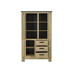 Gami BROCELIANDE Buffet haut 1 porte 3 tiroirs chêne clair 124x50x202 cm