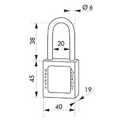 Thirard Cadenas consignation 40 mm anse acier Ø6×38 mm rouge