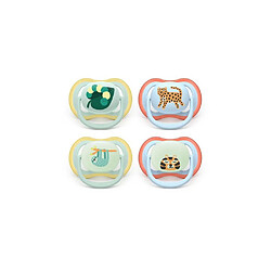 Philips Avent SCF087/22 Pack 4 sucettes Ultra Air 0-6 mois silicone, jour et nuit