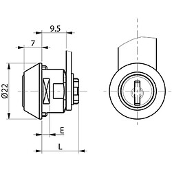 Ronis 4900-02 16006 Serrure à came Ø22 mm 1/2 tour