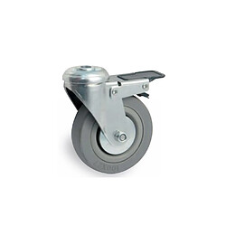 Avl 550950H Roulette pivotante 50 mm avec œil et frein, caoutchouc gris