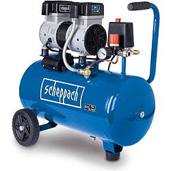 Compresseur silencieux Scheppach HC26Si SCHEPPACH HC26Si compresseur sans huile 24 L, 1100 W (1,5 HP), 8 bar, 162 L/min, ultra-silencieux, portable avec roues et poignée mousse
