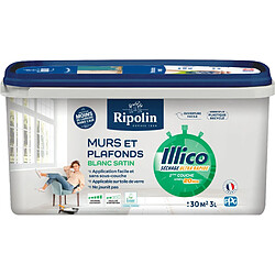 Peinture murs et plafonds - Blanc - Satin - RIPOLIN - Illico - 3 L