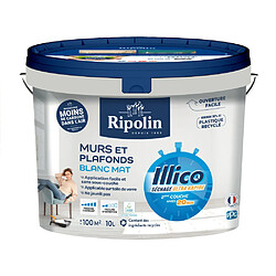 Ripolin Illico Peinture murs et plafonds mat blanc 10 L - Rendement 10 m²/L