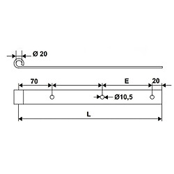 Torbel Penture droite 50x8x1500 mm diamètre 20 mm 1158154