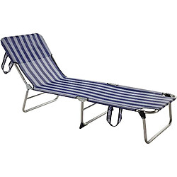 Relax Transat pliant en aluminium bain de soleil inclinable rayé bleu/blanc