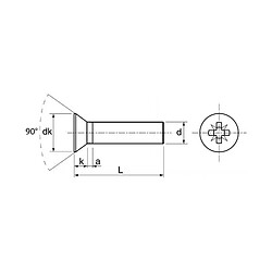 Acton 622144X25 Vis Tête Fraisée Pozidriv M4x25 DIN 965 boîte 200