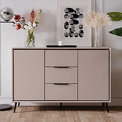 Mes Buffet 2 portes 3 tiroirs 127,8x38x75 cm crème et noir - AROUY