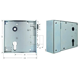 BEVER 88PRE Serrure applique pour cylindre européen boîte 120 mm entraxe 80 mm noir