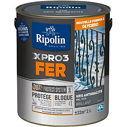 Peinture fer - RIPOLIN - 7016 - Gris Anthracite - Brillant - 2L