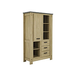 Gami BROCELIANDE Buffet haut 1 porte 3 tiroirs chêne clair 124x50x202 cm pas cher