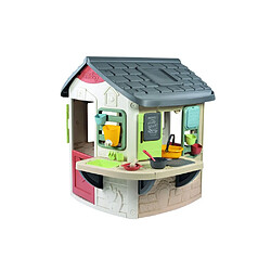 Smoby Maison Mud Cooking 16 accessoires - Maison de jeu 132x143x139 cm Smoby Life Mud Cooking House - Maisonnette de jeu anti-UV avec 16 accessoires, plateau de travail et fenêtre passe-plat, dès 2 ans