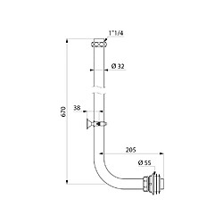 Conduite de chasse DELABIE 766001 laiton chromé Ø32 mm 670 mm 1"1/4