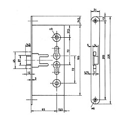 Monopoint mortaise THIRARD 65 mm axe / entraxe 72 mm PZ 9 mm - réf. 001739