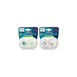 Philips Avent SCF087/22 Pack 4 sucettes Ultra Air 0-6 mois silicone, jour et nuit