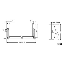 Jpm 890100-68-2Z Barre antipanique 1 point 950 mm blanc