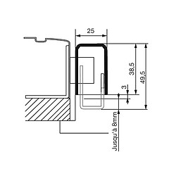 Vachette 14707000 Gâche en applique en U pour carénées gauche blanc 80x70x2610 mm