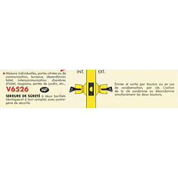 Vachette V6526 Serrure tubulaire 63,5 mm bouton tulipe inox/laiton