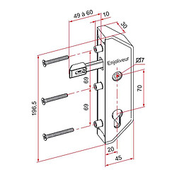 Tirard GJ792301 Serrure en retrait pour cadre 30x30 mm noir