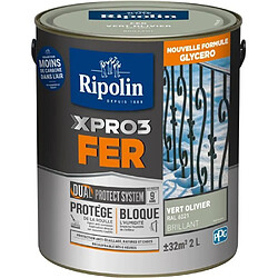 Peinture fer - RIPOLIN - 6021 - Vert Olivier - Brillant - 2L