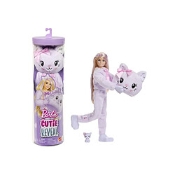 JJP64 Poupée Barbie Cutie Reveal Chat mauve articulée 10 surprises pas cher