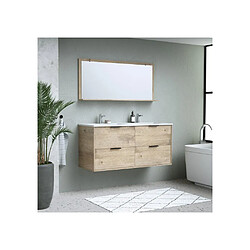 Salaun Evasion Bevel 120 cm Meuble vasque mural 4 tiroirs céramique miroir chêne clair