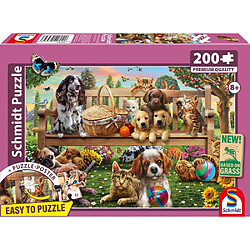 Schmidt Spiele Chiens et Chats Picnic Puzzle 200 pièces 43,2 x 29,1 cm