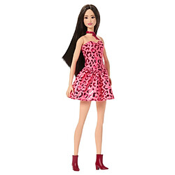 Barbie Fashionistas Poupée 246 avec Robe à Imprimé Léopard Rose et Accessoires pas cher