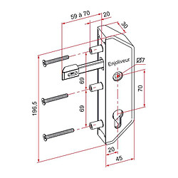 Tirard Serrure en retrait GJ791302 pour cadre 40x40 mm blanc