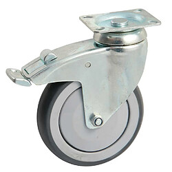 Avl 550843O Roulette grise pivotante 125 mm à frein plaque rectangulaire 4 trous