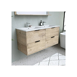 Avis Salaun Evasion Bevel 120 cm Meuble vasque mural 4 tiroirs céramique miroir chêne clair