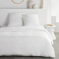 Today Essential Housse de couette 220 x 240 cm + 2 taies 63 x 63 cm blanc effet capitonné