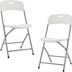 GPasPlus Lot de 2 chaises pliantes de jardin 42 x 42 x 87 cm assise blanche structure grise