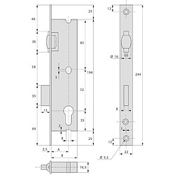 Stremler 2264.39.0 Monopoint mortaise 39 mm acier/inox