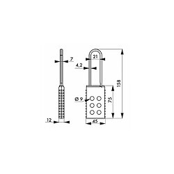 Fth Thirard 091193 Joue de consignation / Lockout hasp rouge 6 cadenas