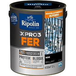 Peinture fer RIPOLIN - Noir - Brillant - 2L