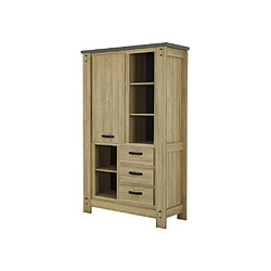 Avis Gami BROCELIANDE Buffet haut 1 porte 3 tiroirs chêne clair 124x50x202 cm