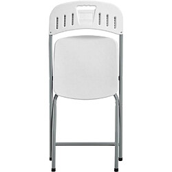 Lot de 2 chaises pliantes de jardin 42 x 42 x 87 cm assise blanche structure grise pas cher