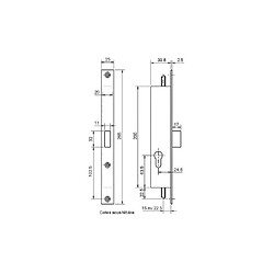 Metalux F137403000 Serrure 3 points à encastrer 265x25x2,5 mm inox