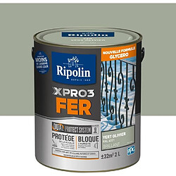 Peinture fer - RIPOLIN - 6021 - Vert Olivier - Brillant - 2L