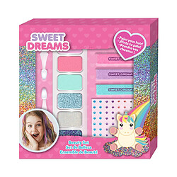 Euroswan KDL6035115 Set maquillage et coiffure licorne Sweet Dreams — 5 fards, 3 gloss, 3 craies